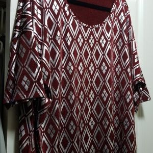 BNWOT Lularoe Irma, 2x, elegant, red and silver